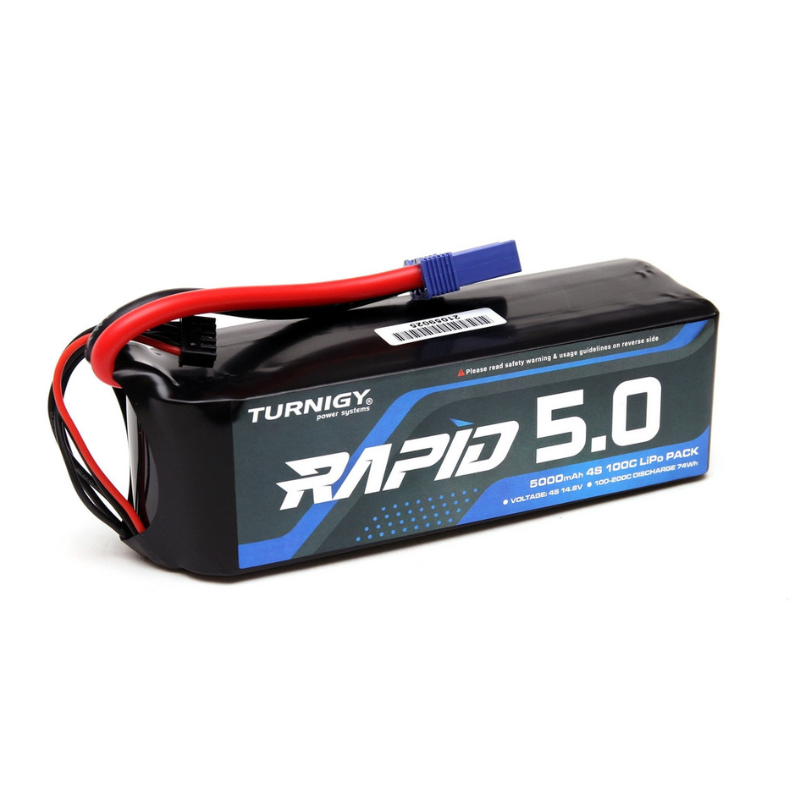 Batterie LiPo Turnigy Rapid 5000 mAh 4S (14,8 V) 100C avec connecteur EC5