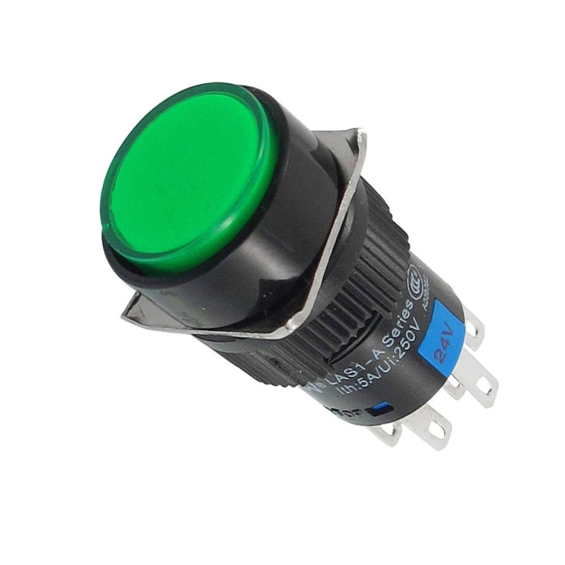 Bouton-poussoir LED 16mm LA16-11D 5pin bloquant 5A/250V