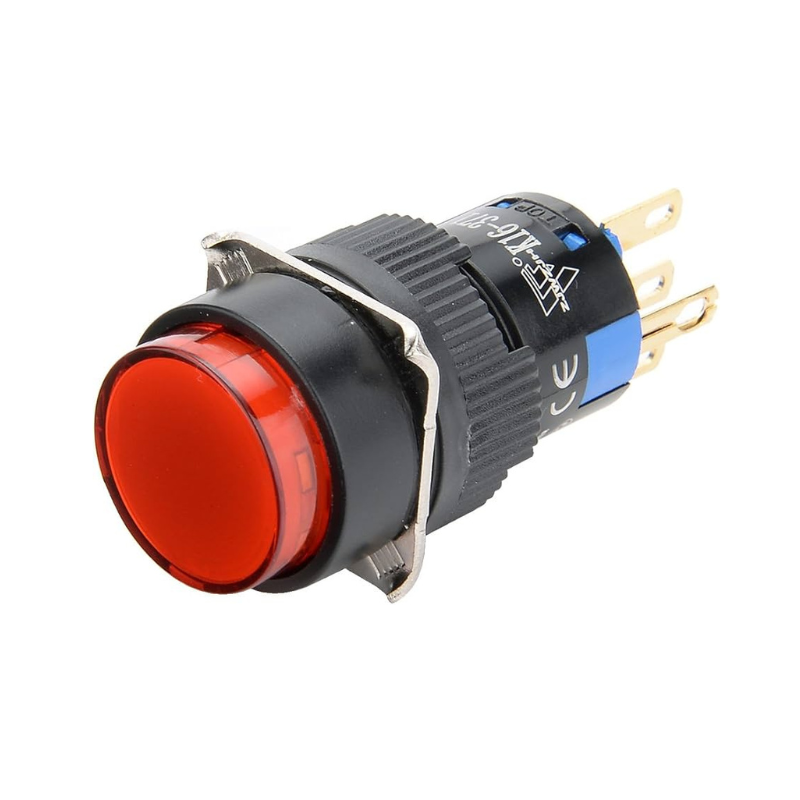 Bouton-poussoir LED 16mm LA16-11D 5pin reset 5A/250V CA