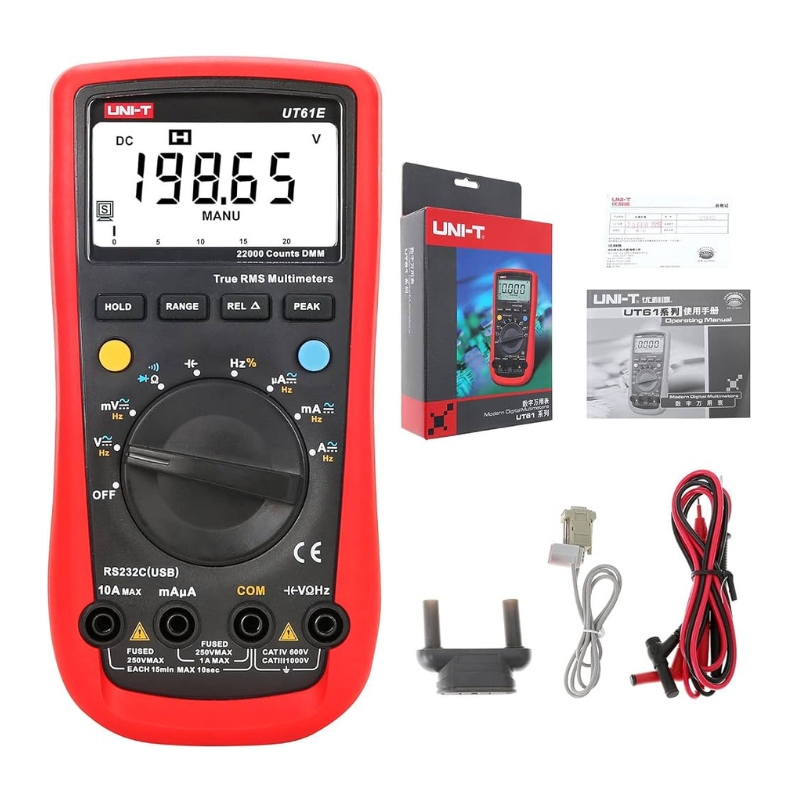 UT61E Multimètre numérique automatique, AC, DC, support de données, ohmètre